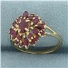 Image 2 : Ruby Flower Split Shank Ring in 14k Yellow Gold