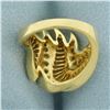 Image 4 : Baguette and Round Diamond Cocktail Ring in 18K Yellow Gold