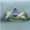 Image 1 : Sapphire and Diamond Ring in 10k White Gold