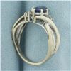 Image 3 : Sapphire and Diamond Ring in 10k White Gold