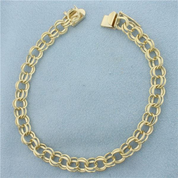 Double Loop Charm Bracelet in 14k Yellow Gold