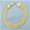 Image 1 : Italian Woven Boston Link Bracelet in 14k Yellow Gold