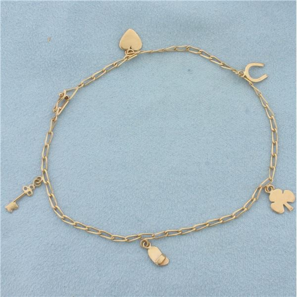 Charm Anklet in 18k Rose Gold