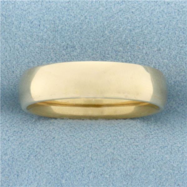 Mens Half Dome High Polish Wedding Band Ring in 14k Yellow Gold