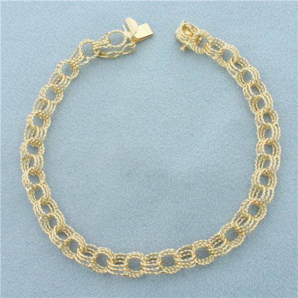 Triple Loop Charm Bracelet in 14k Yellow Gold