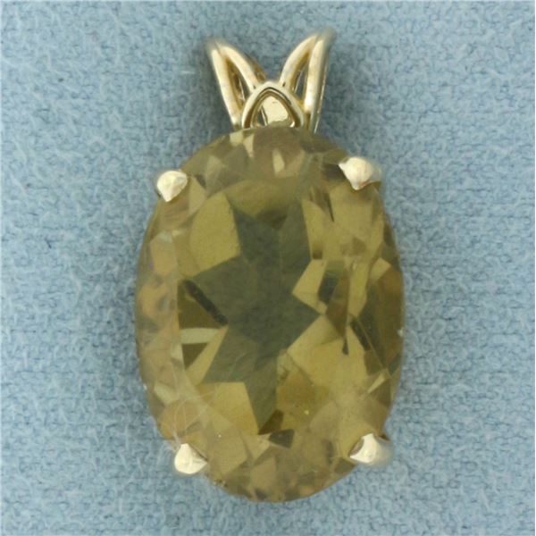 Large Citrine Solitaire Pendant in 14k Yellow Gold