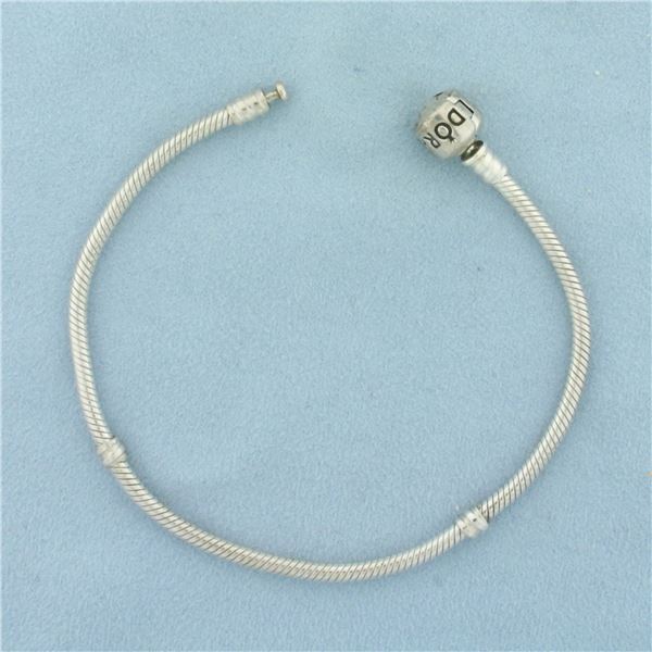 Pandora Classic Vintage Moments Barrel Clasp Snake Bracelet in Sterling Silver