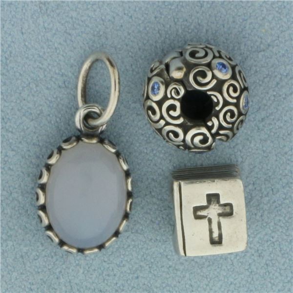 Pandora Charm Beads Set of 3 in Sterling Silver
