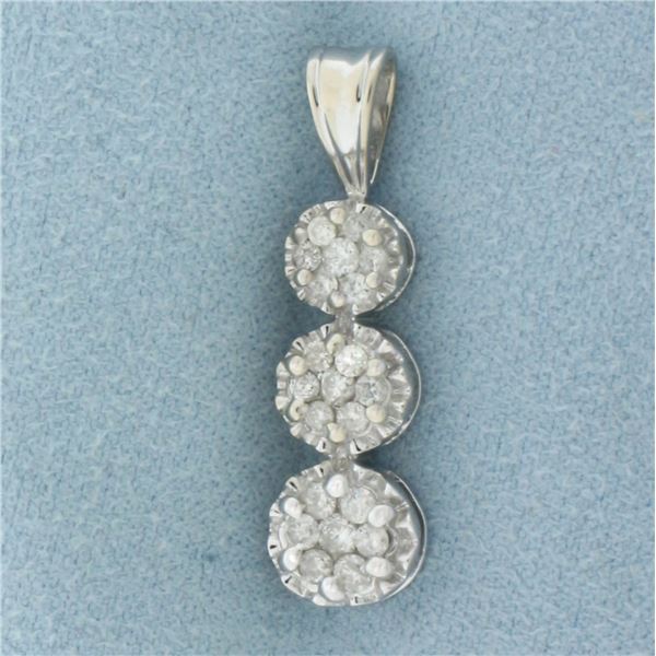 Diamond Past Present Future Pendant in 10k White Gold