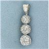 Image 1 : Diamond Past Present Future Pendant in 10k White Gold