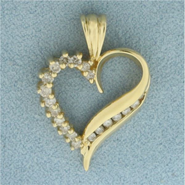 Diamond Heart Pendant in 14k Yellow Gold