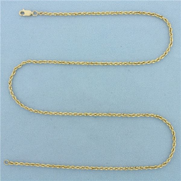 20 Inch Rope Link Chain Necklace in 14k Yellow Gold