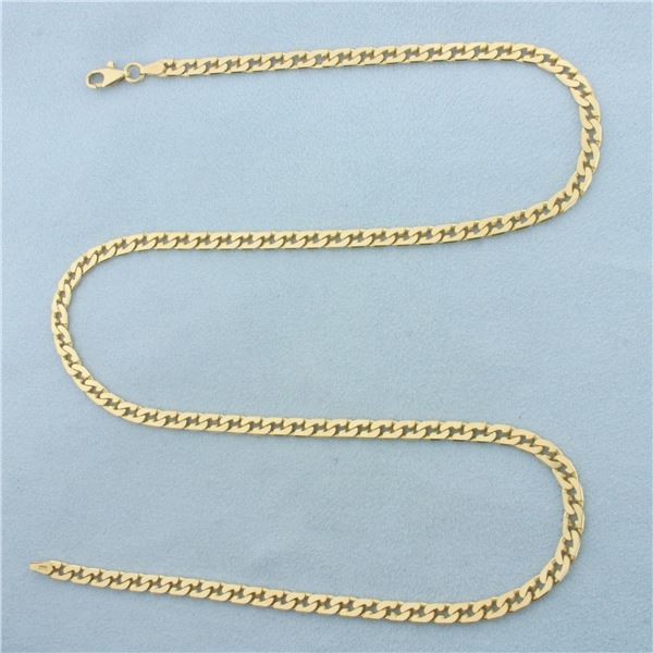 21 Inch Italian Fancy Curb Link Chain Necklace in 14k Yellow Gold