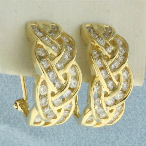 Diamond Braided Design Earrings in 14K Yellow Gold