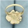 Image 4 : Ruby And Diamonds Rose Flower Ring in 14K Yellow Gold