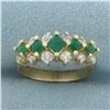 Image 1 : Emerald and Diamond Ring in 14k Yellow Gold