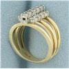 Image 3 : Diamond Tripple Band Stacking Ring in 14k Yellow Gold