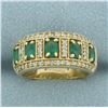 Image 1 : Emerald and Diamond Ring in 14k Yellow Gold
