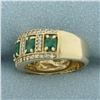 Image 2 : Emerald and Diamond Ring in 14k Yellow Gold