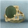 Image 2 : Jade Ring in 10k Yellow Gold