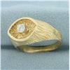 Image 2 : Mens Diamond Evil Eye Ring in 14k Yellow Gold