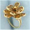 Image 3 : Citrine Flower Ring in 14k Yellow Gold