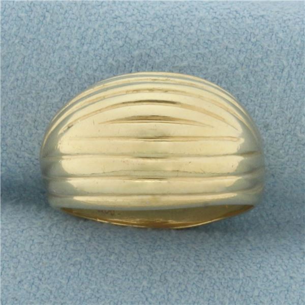 Striped Dome Ring in 14k Yellow Gold