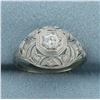 Image 1 : Vintage Filigree Diamond Ring in Platinum and 18k White Gold