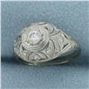 Image 2 : Vintage Filigree Diamond Ring in Platinum and 18k White Gold