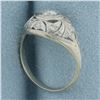 Image 3 : Vintage Filigree Diamond Ring in Platinum and 18k White Gold