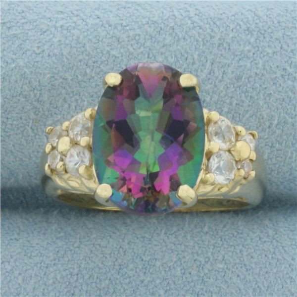 Mystic Topaz and White Sapphire Ring in 10k Yellow Gold
