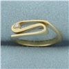 Image 2 : Modern Abstract Desing Diamond Euro Shank Ring in 14k Yellow Gold