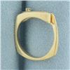 Image 3 : Modern Abstract Desing Diamond Euro Shank Ring in 14k Yellow Gold