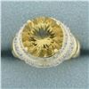 Image 1 : Citrine and Diamond Ring in 10k Yellow Gold