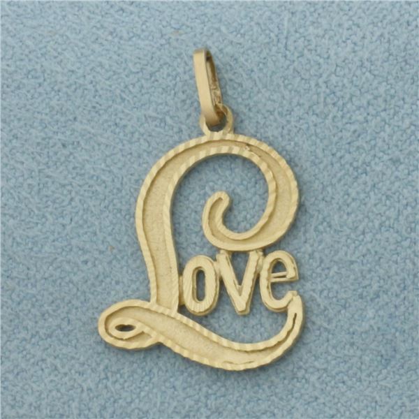 Love Pendant or Charm in 14k Yellow Gold