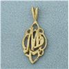 Image 1 : M Initial Pendant in 14k Yellow Gold