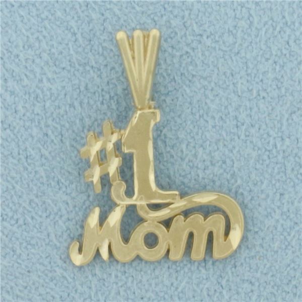 Number One #1 Mom Pendant in 14k Yellow Gold