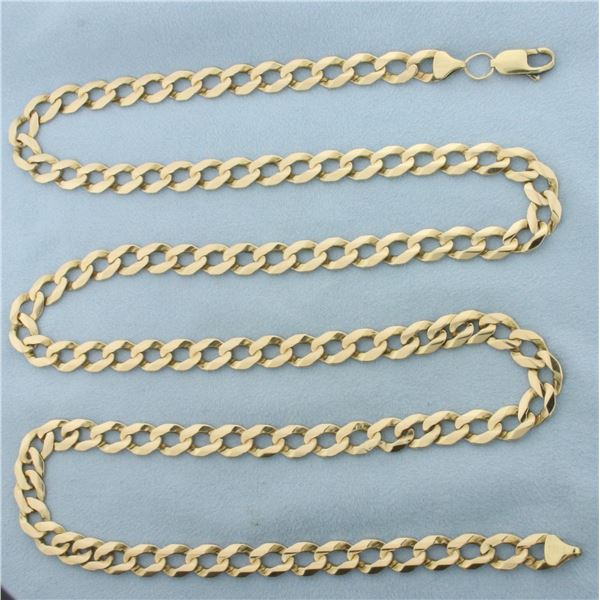Long 37 Inch Curb Link Chain Necklace in 10k Yellow Gold