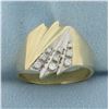 Image 1 : Mens Modern Design Diamond Ring in 14k Yellow Gold