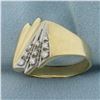 Image 2 : Mens Modern Design Diamond Ring in 14k Yellow Gold