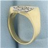 Image 3 : Mens Modern Design Diamond Ring in 14k Yellow Gold