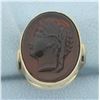 Image 1 : Intaglio Cameo Aphrodite Ring in 10k Yellow Gold