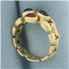 Image 3 : Ruby and Sapphire Panther Link Ring in 14k Yellow Gold