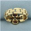 Image 4 : Ruby and Sapphire Panther Link Ring in 14k Yellow Gold