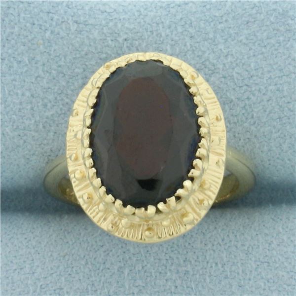 Vintage Garnet Solitaire Ring in 14k Yellow Gold
