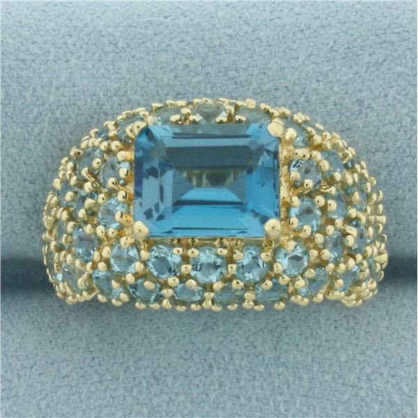 London Blue Topaz Dome Ring in 14k Yellow Gold