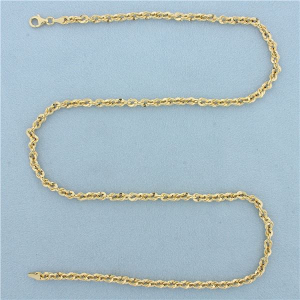 20 Inch Italian Twisting Curb Link Chain Necklace in 14k Yellow Gold