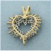 Image 2 : Diamond Heart Pendant in 10k Yellow Gold