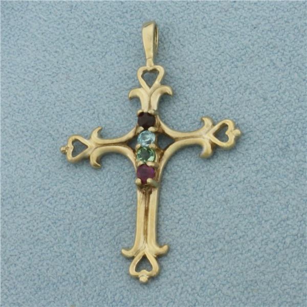 Gemstone Cross Pendant in _k Yellow Gold