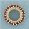 Image 1 : Ruby and Diamond Circle Pendant in 14k Yellow Gold